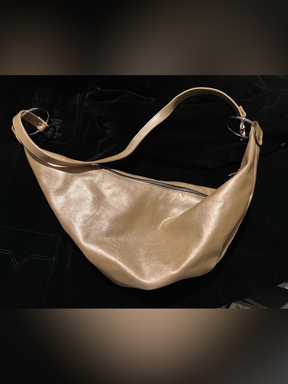 Fashion Express Metallic Gold Cresent Hobo Bag